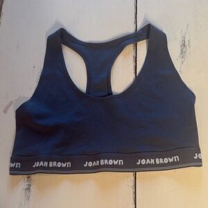 Joah Brown Dark Navy Racerback Sports Bra with Logo Band
